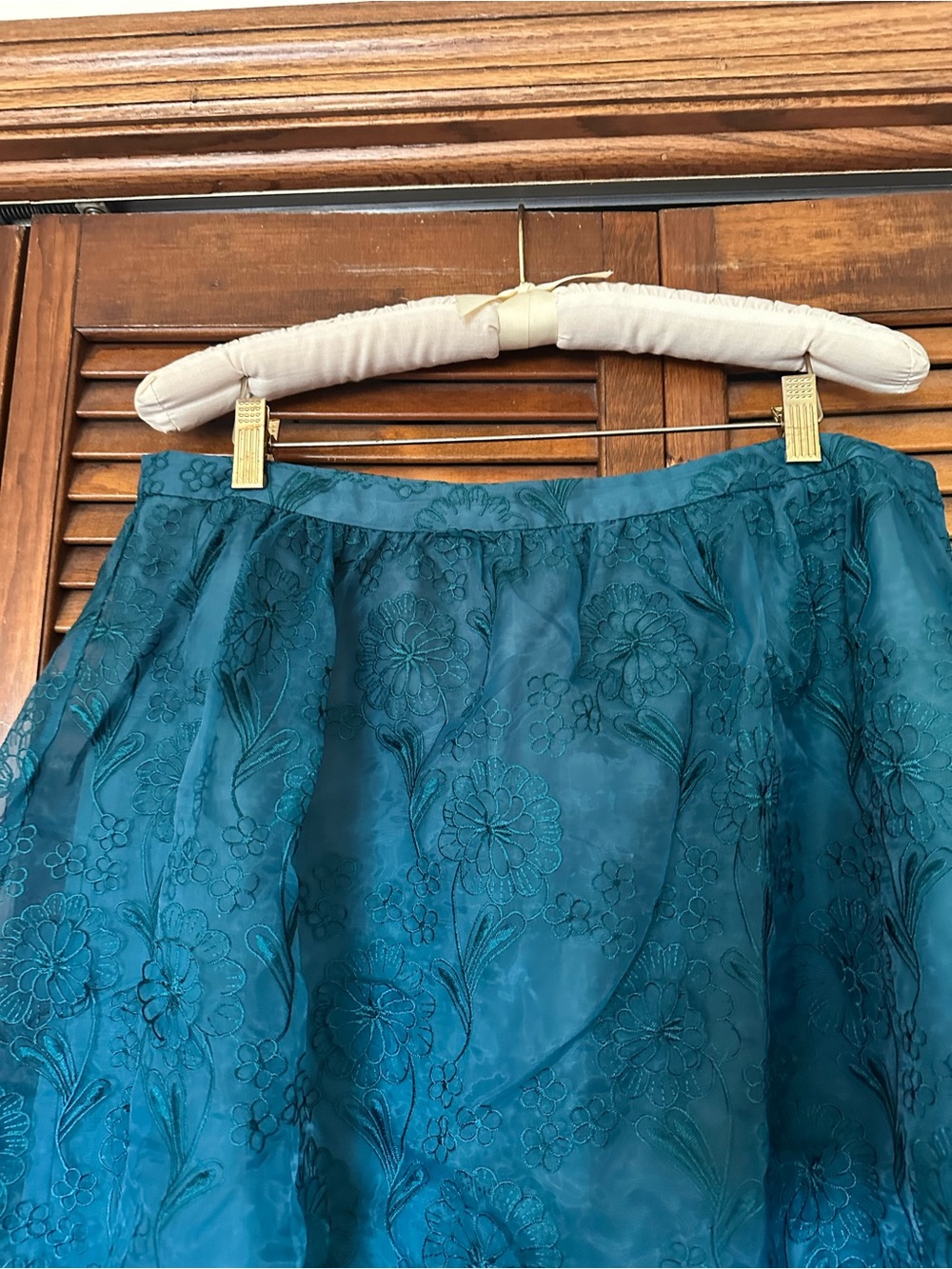 Yoana Baraschi for Anthropologie Blossomed Aubrieta lace teal skirt size 14 - Picture 6 of 13
